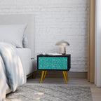 TURQUOISE RAIN Nightstand in Black Finish