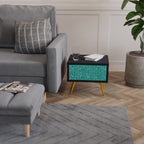 TURQUOISE RAIN Nightstand in Black Finish