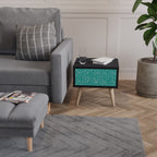 TURQUOISE RAIN Nightstand in Black Finish