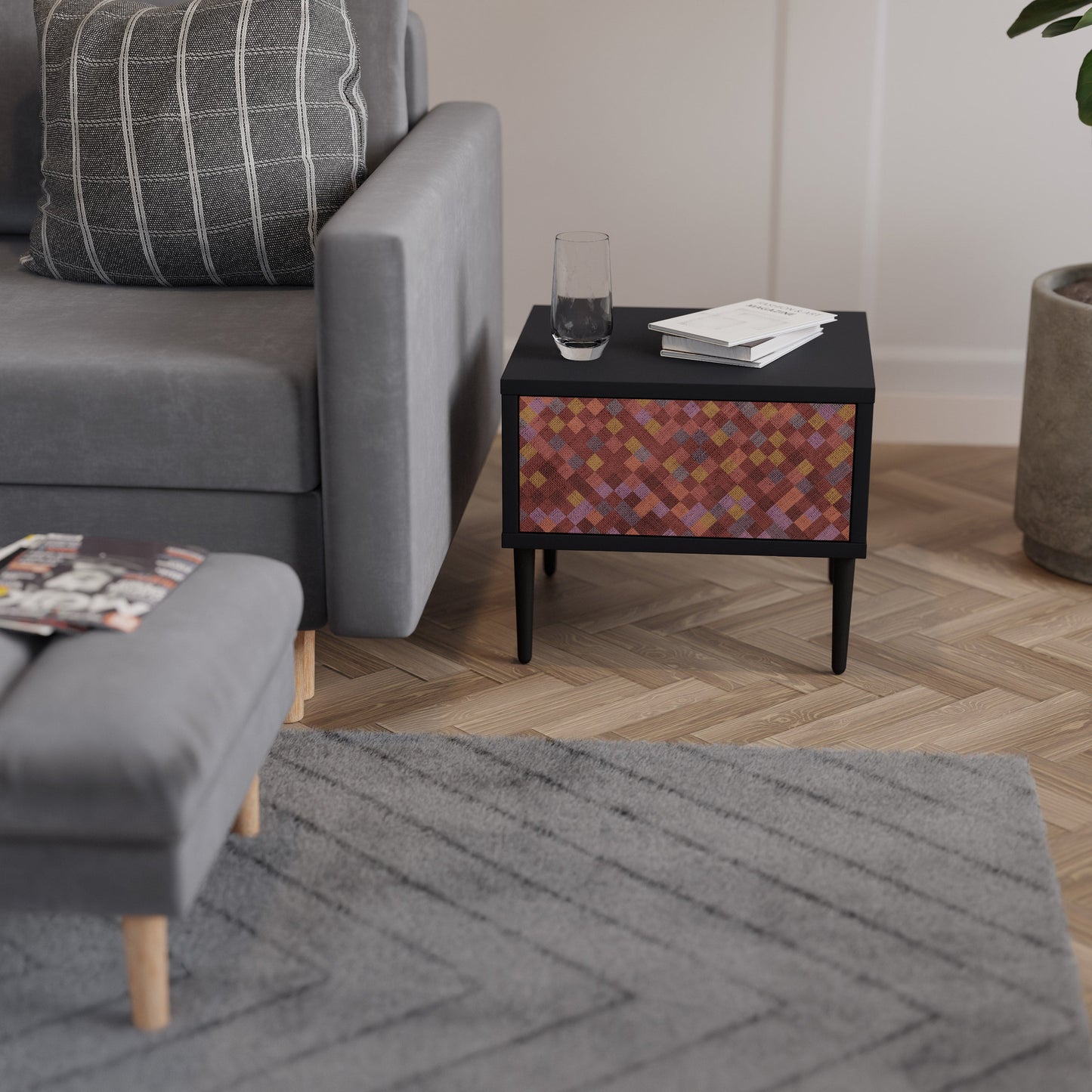 MÅLADE KVADRATIGA SJUKBORD i svart finish