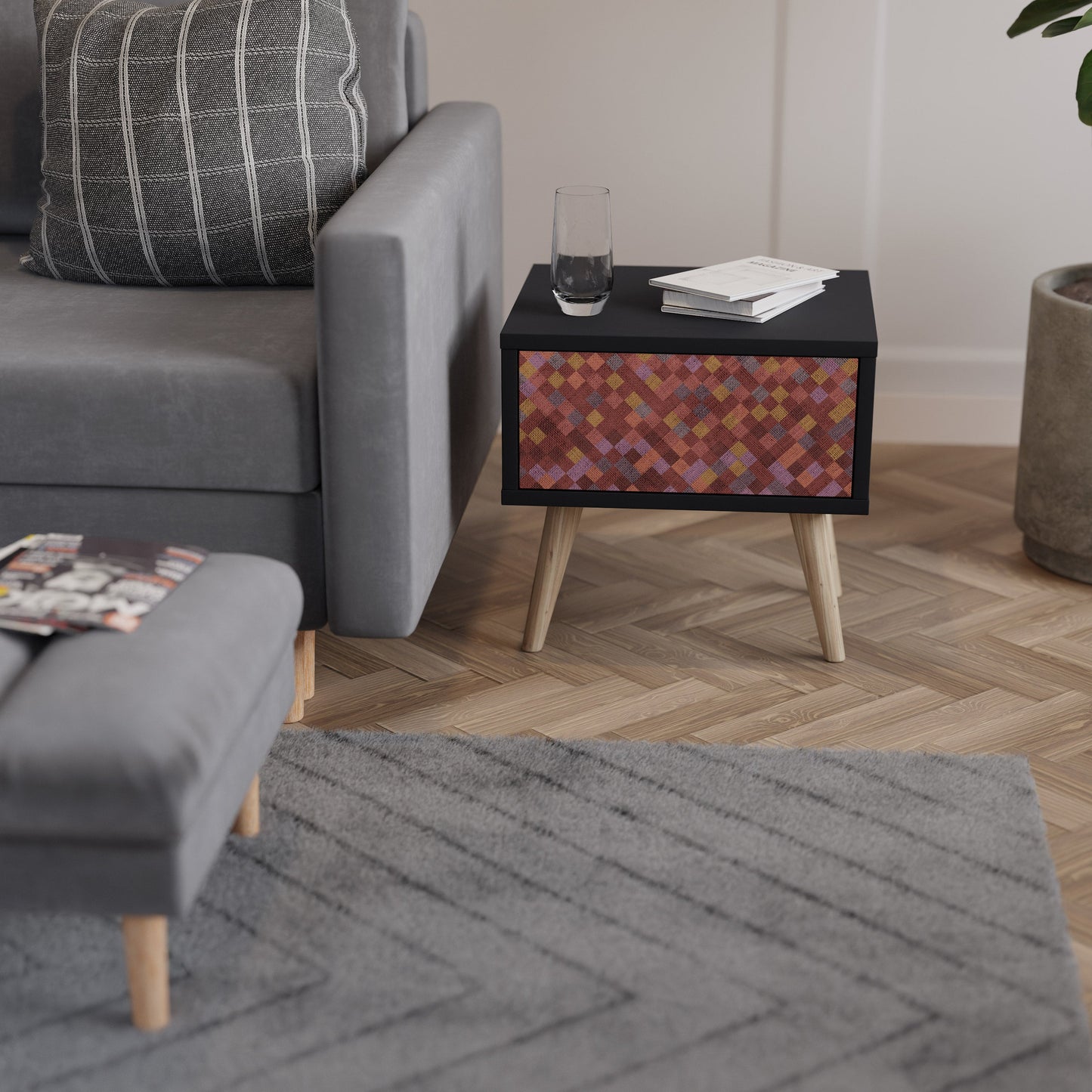MÅLADE KVADRATIGA SJUKBORD i svart finish