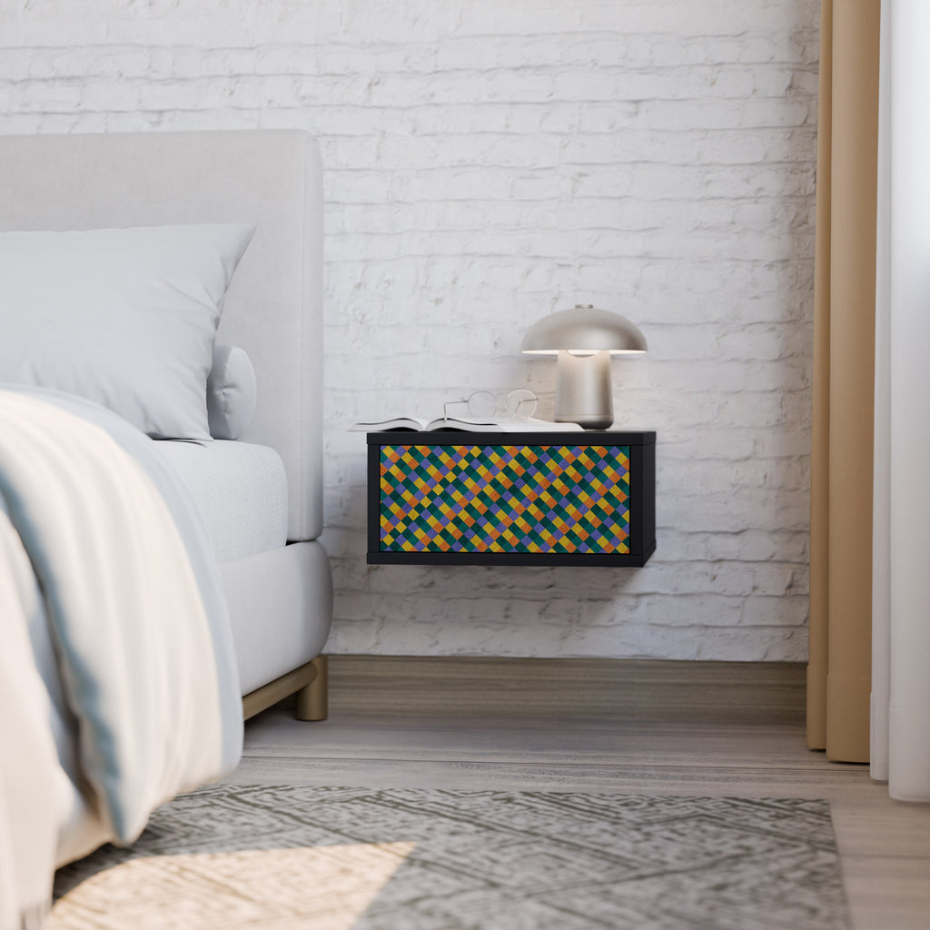 MÅLADE KVADRAT MIX nattduksbord i svart finish