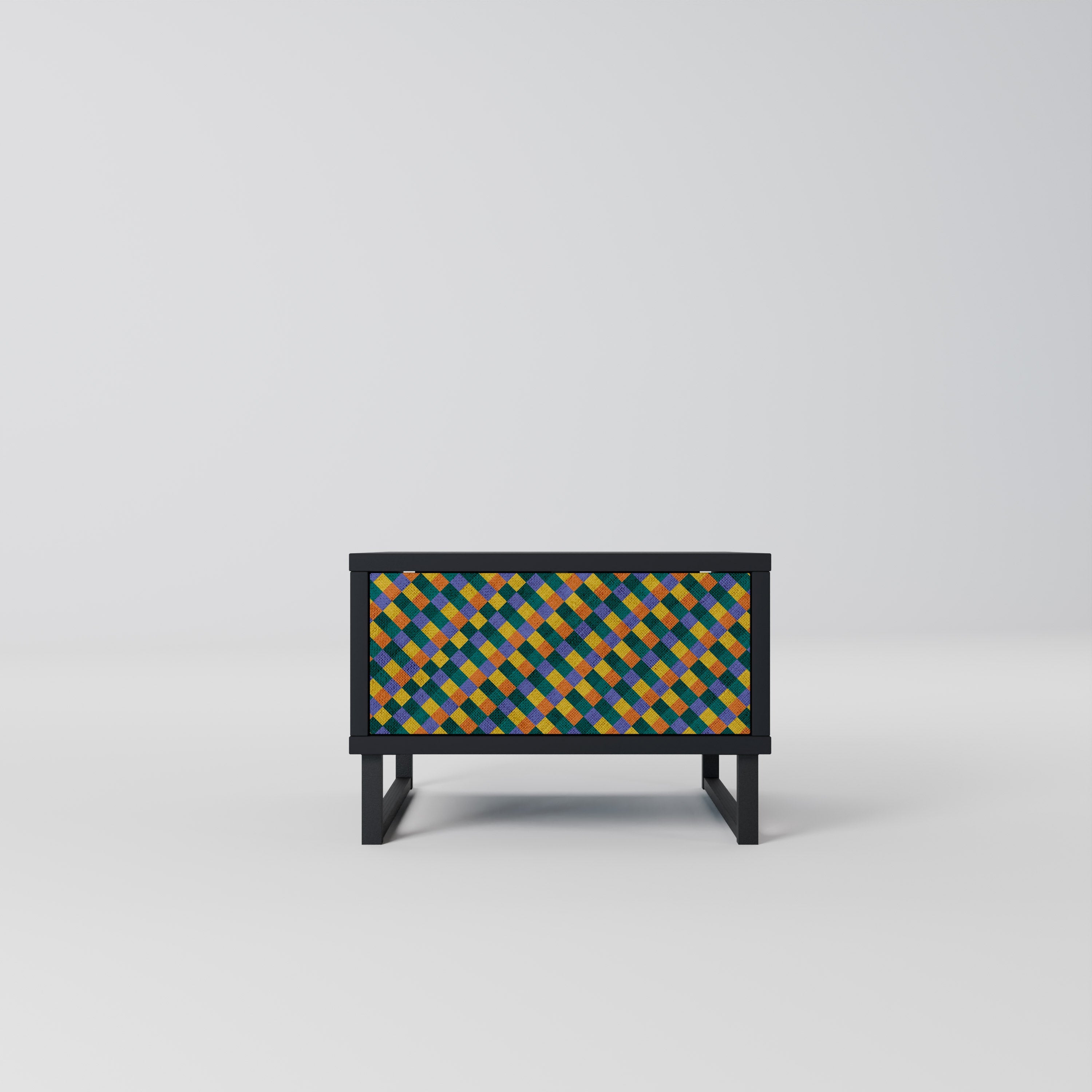 MÅLADE KVADRAT MIX nattduksbord i svart finish