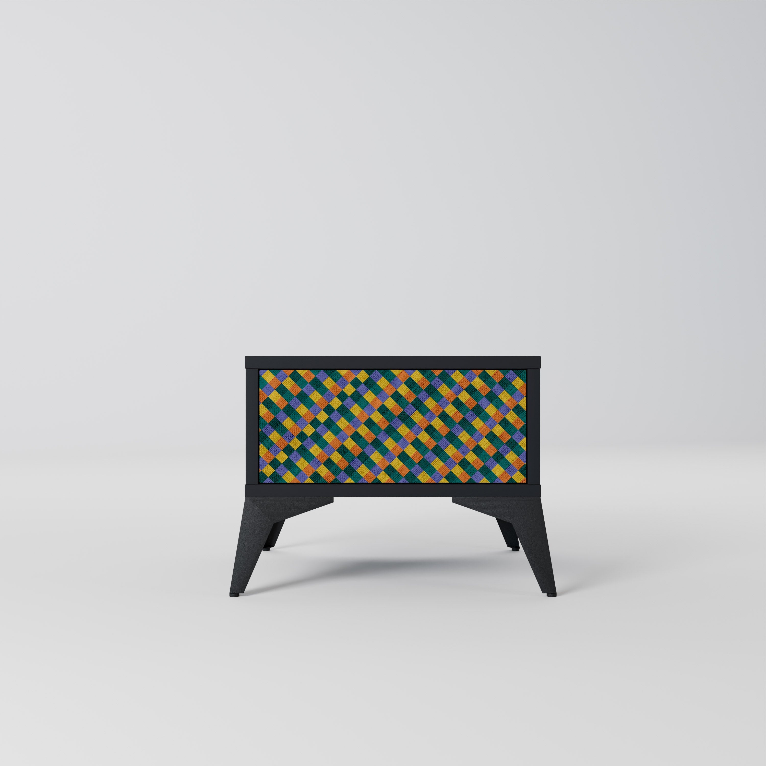 MÅLADE KVADRAT MIX nattduksbord i svart finish