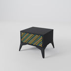 PAINTED SQUARES MIX Nightstand in Black Finish