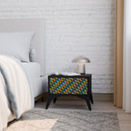 PAINTED SQUARES MIX Nightstand in Black Finish