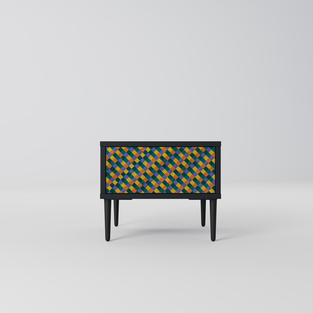 MÅLADE KVADRAT MIX nattduksbord i svart finish