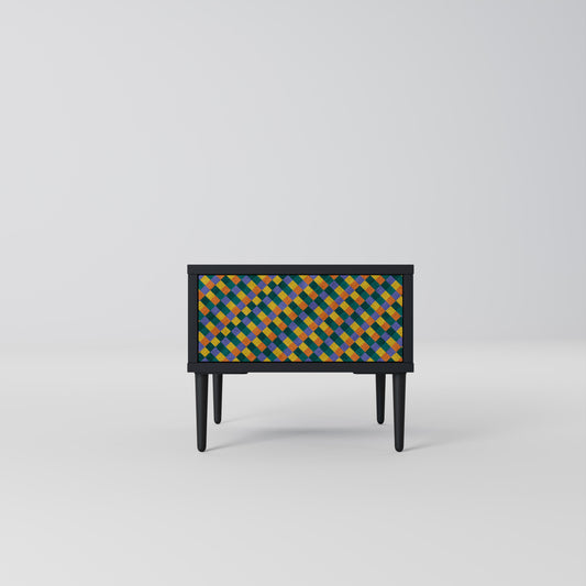 MÅLADE KVADRAT MIX nattduksbord i svart finish