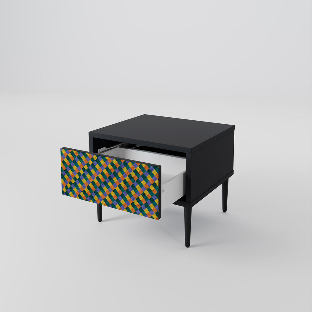 MÅLADE KVADRAT MIX nattduksbord i svart finish