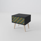 PAINTED SQUARES MIX Nightstand in Black Finish