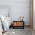 NATURAL WOOD Nightstand in Black Finish