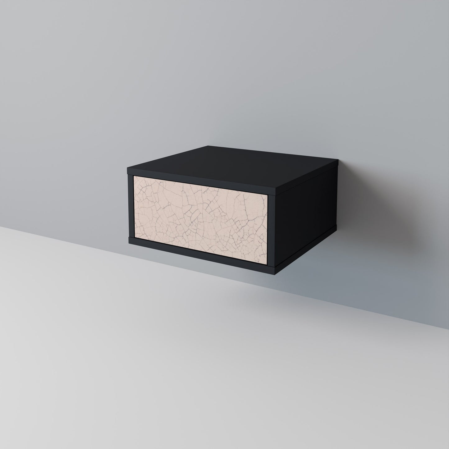 Nattduksbord i svart finish med keramisk textur