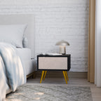 Nattduksbord i svart finish med keramisk textur