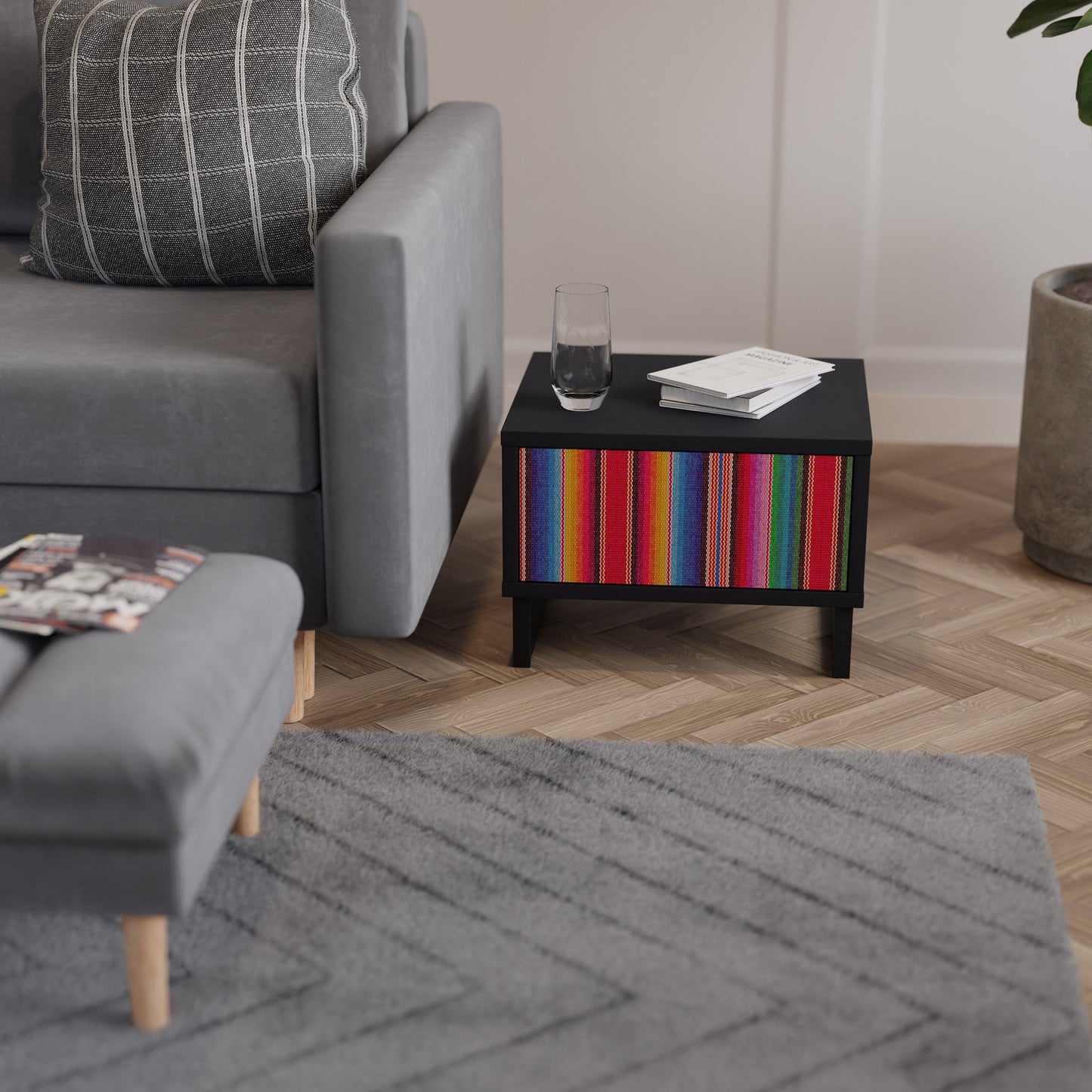 ETNISK MEXIKANSK SJUKBORD i svart finish