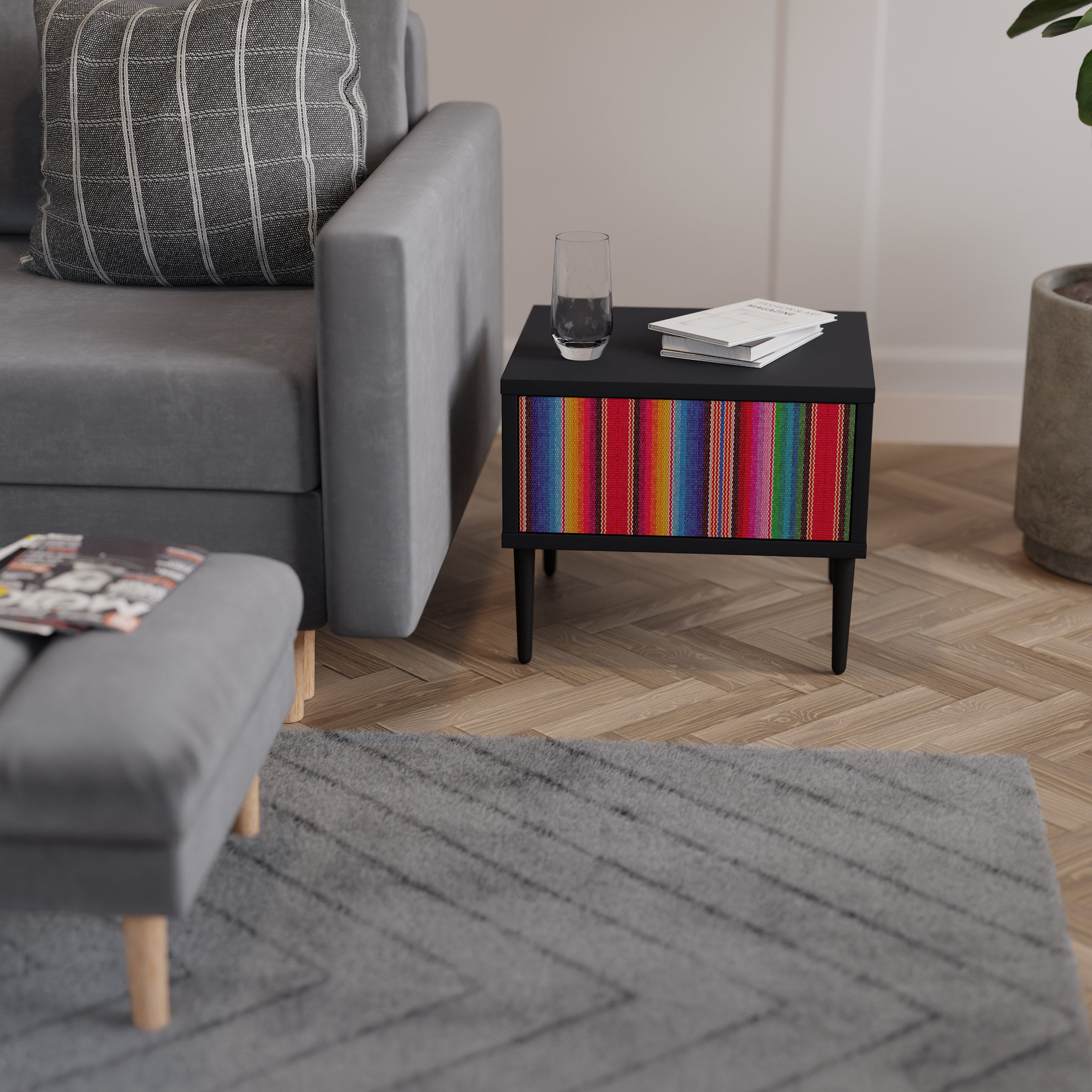 ETNISK MEXIKANSK SJUKBORD i svart finish