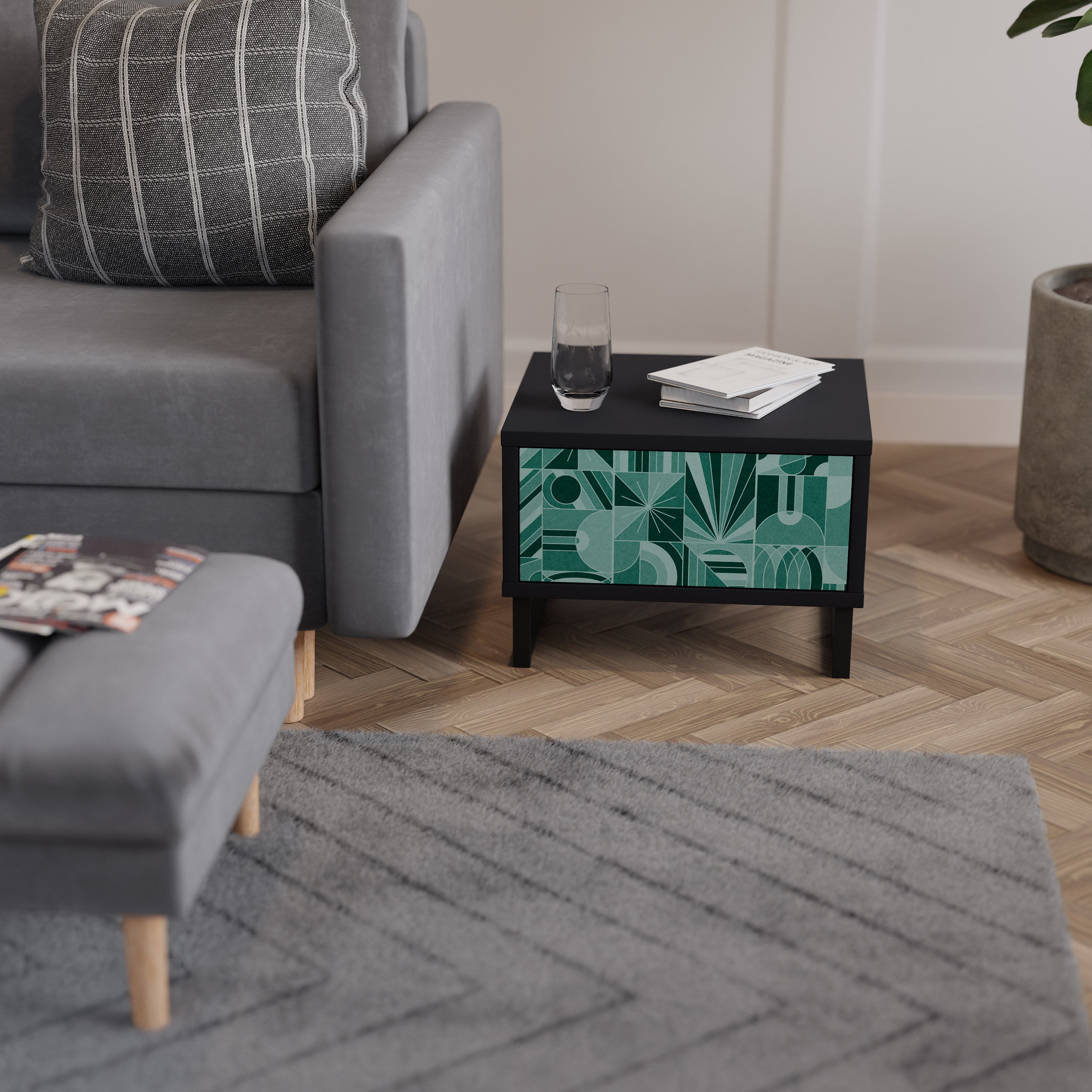 HARMONIC GRID nattduksbord i svart finish