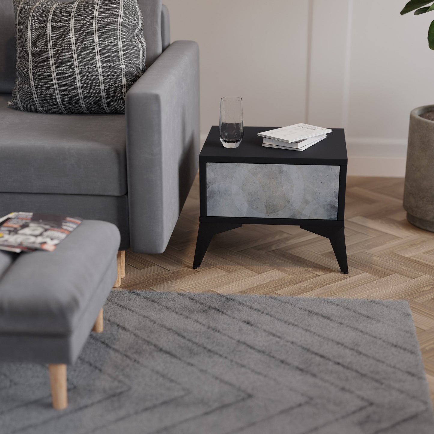 MUTED ARC nattduksbord i svart finish