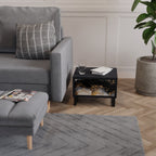 MARBLE OF TOMMORROW Nightstand in Black Finish