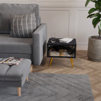 MARBLE OF TOMMORROW Nightstand in Black Finish