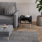 MARBLE OF TOMMORROW Nightstand in Black Finish