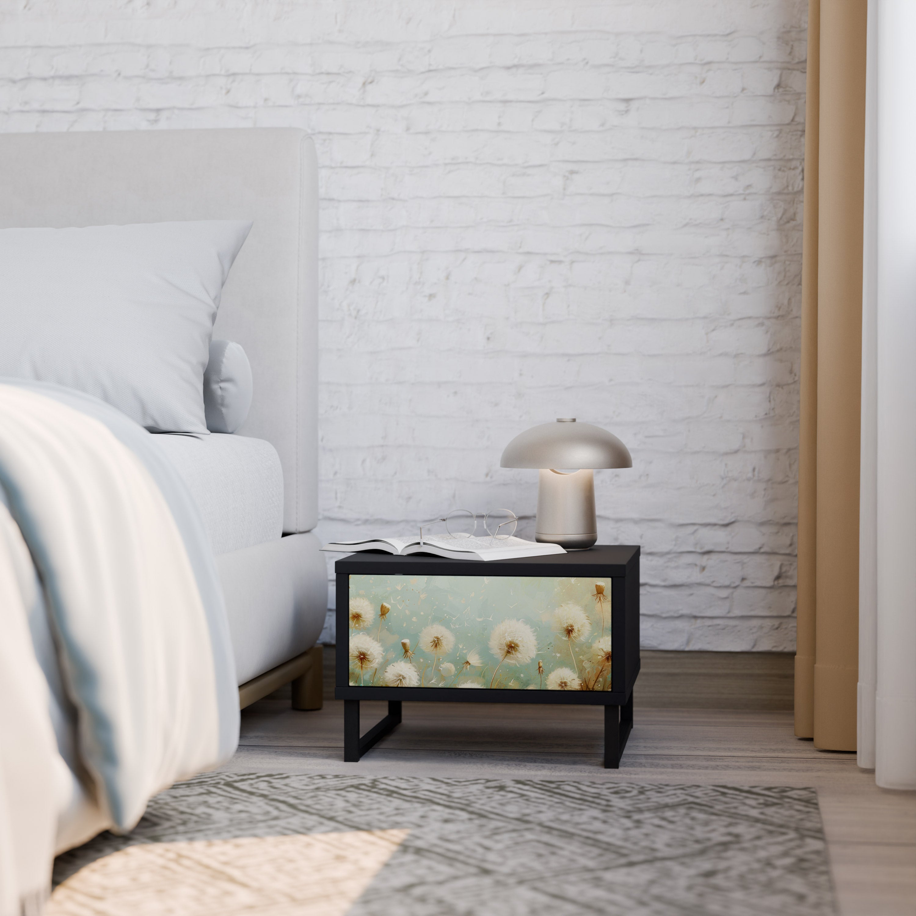 DREAMY MEADOW Nattduksbord i svart finish