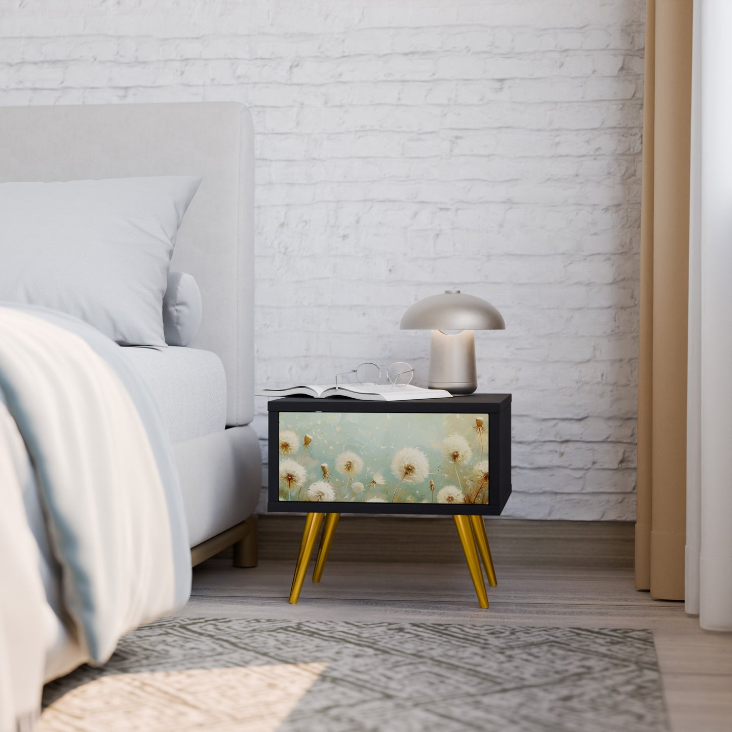DREAMY MEADOW Nattduksbord i svart finish