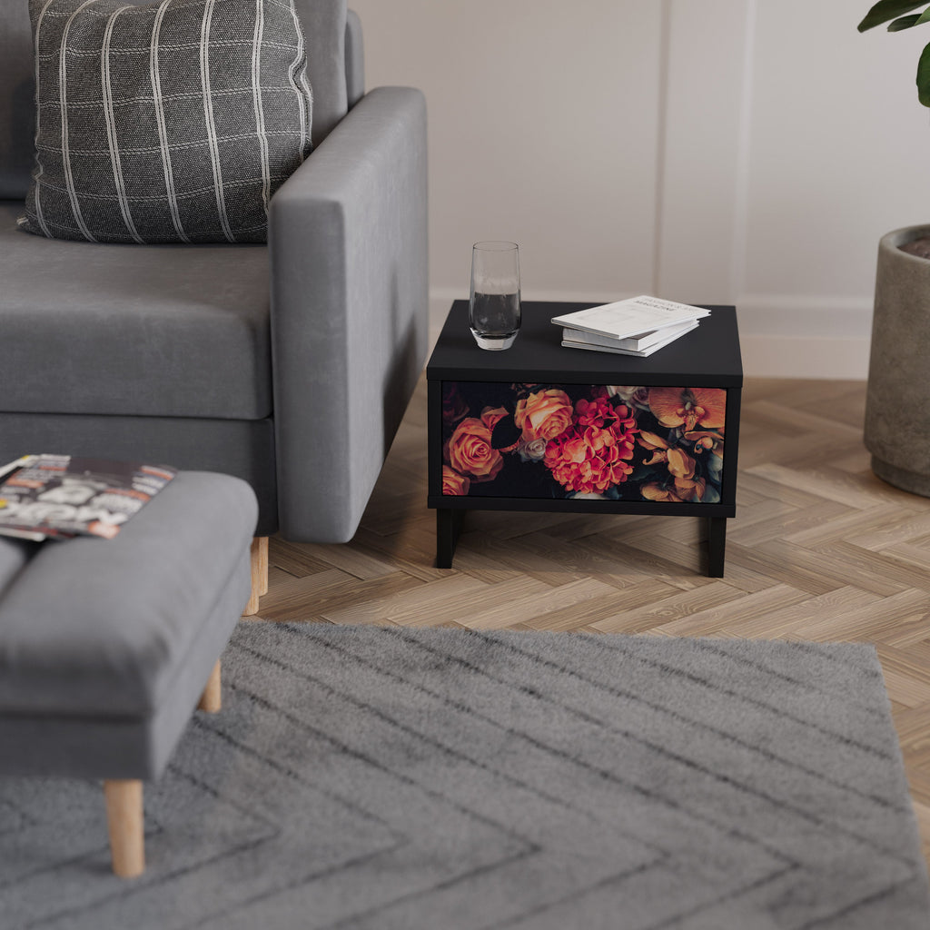 NEVERENDING BLOOM nattduksbord i svart finish