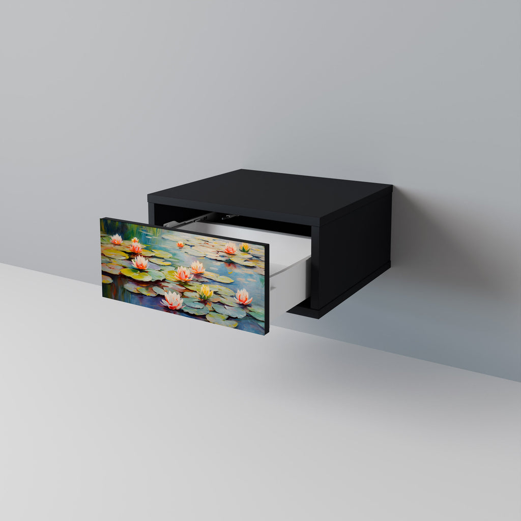 BLOOMING WATERS nattduksbord i svart finish