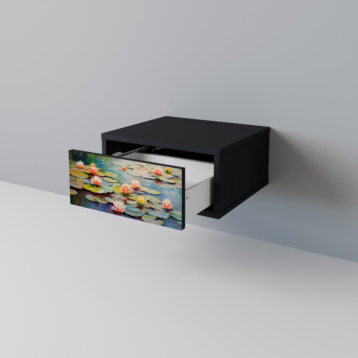 BLOOMING WATERS nattduksbord i svart finish