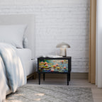 BLOOMING WATERS Nightstand in Black Finish