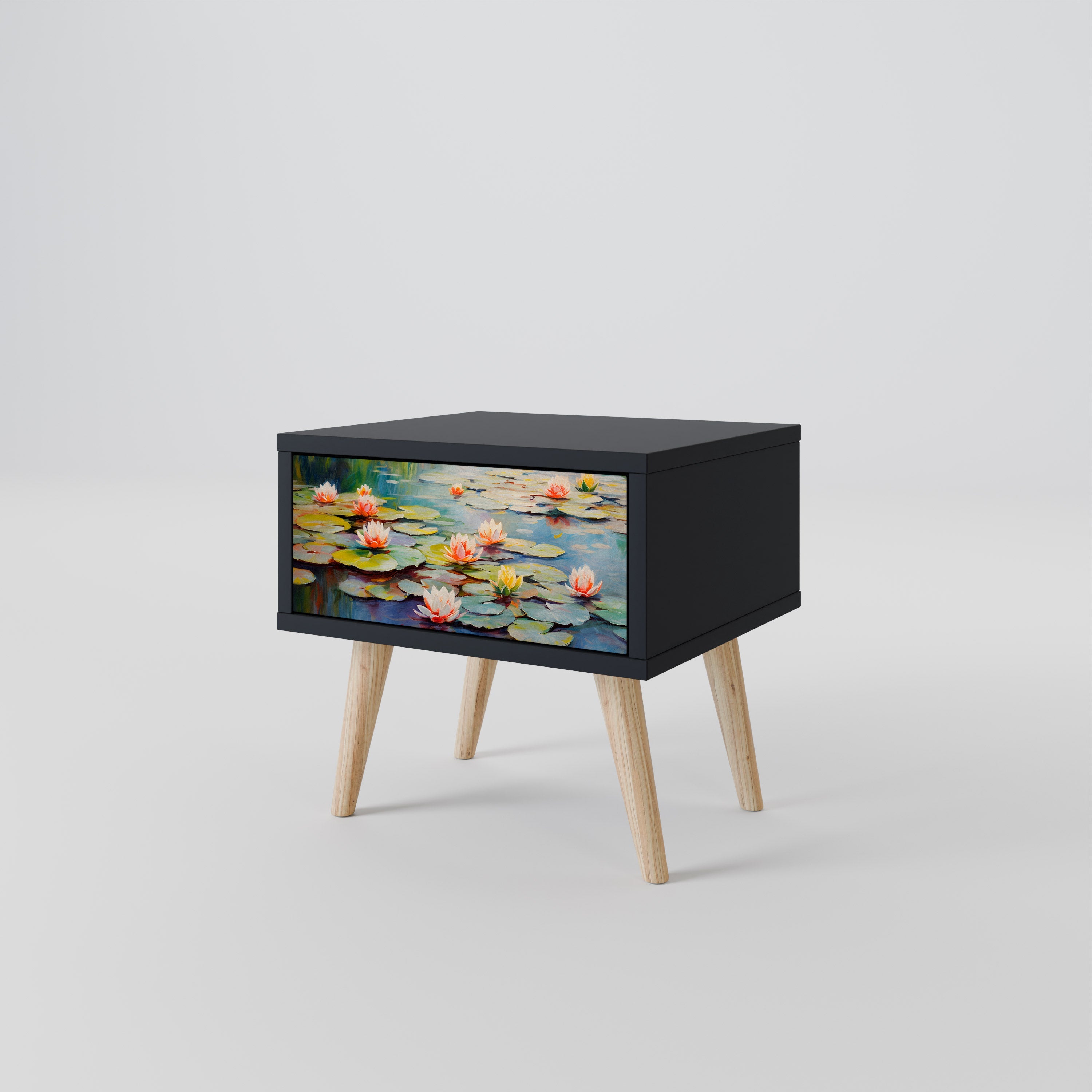 BLOOMING WATERS nattduksbord i svart finish