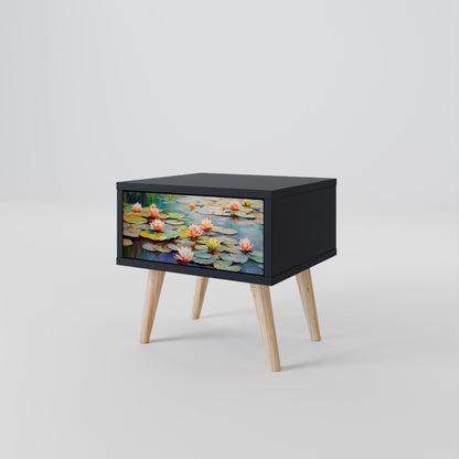 BLOOMING WATERS nattduksbord i svart finish
