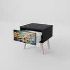 BLOOMING WATERS Nightstand in Black Finish