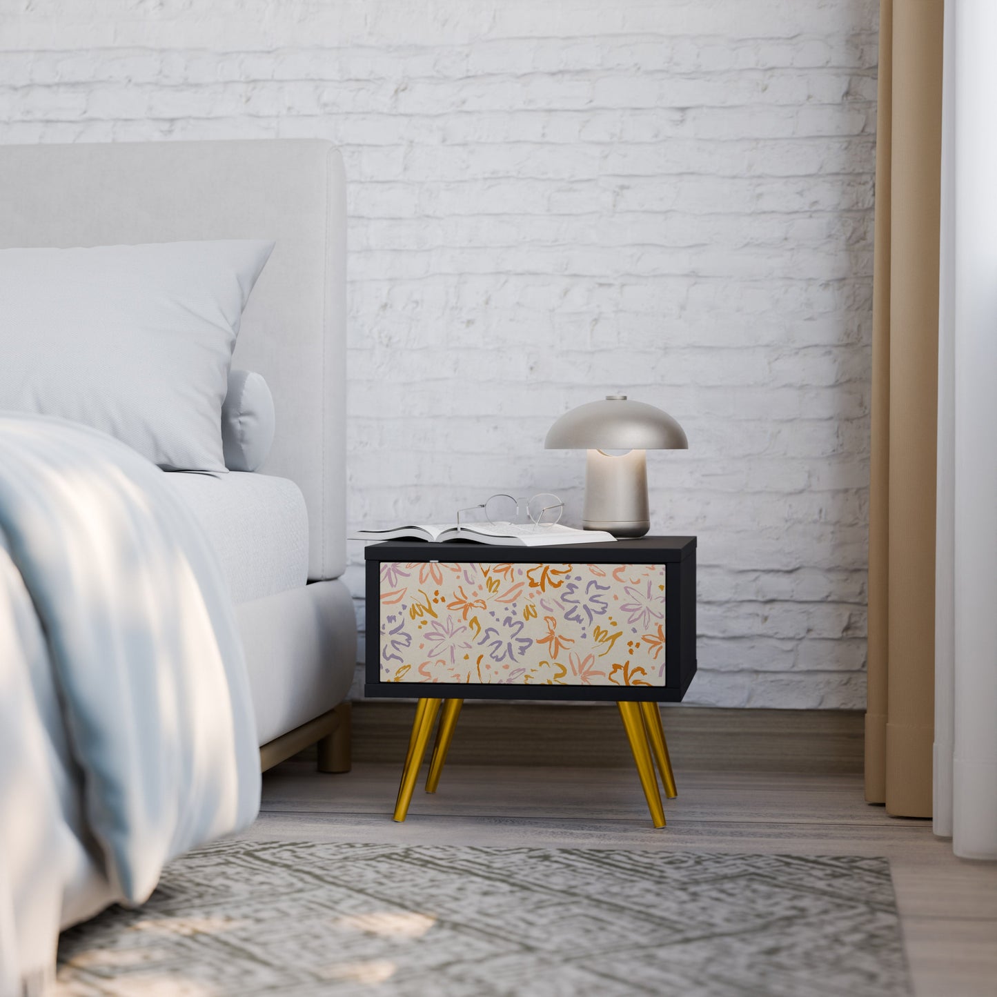 SPRING WHIMSY Nattduksbord i svart finish