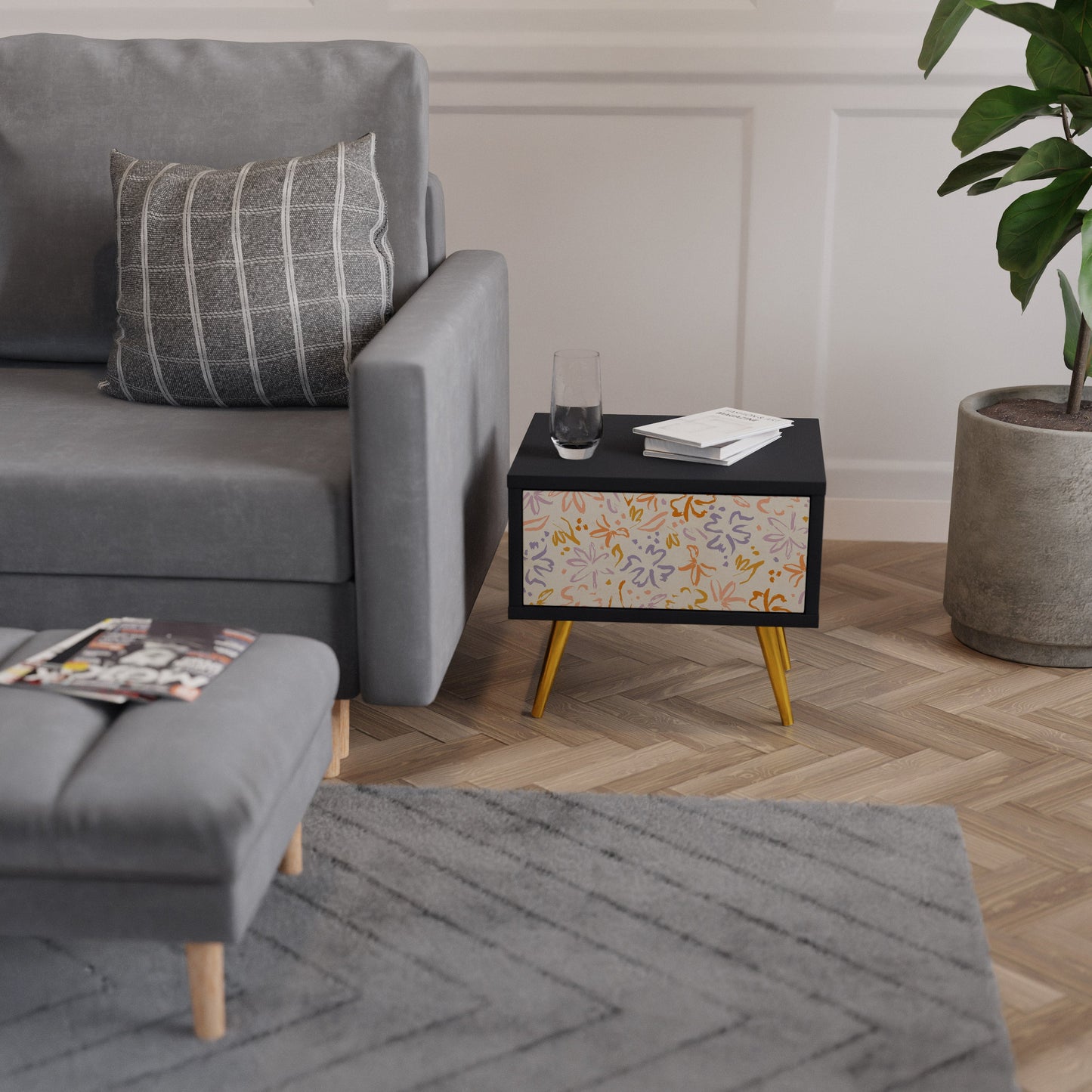 SPRING WHIMSY Nattduksbord i svart finish