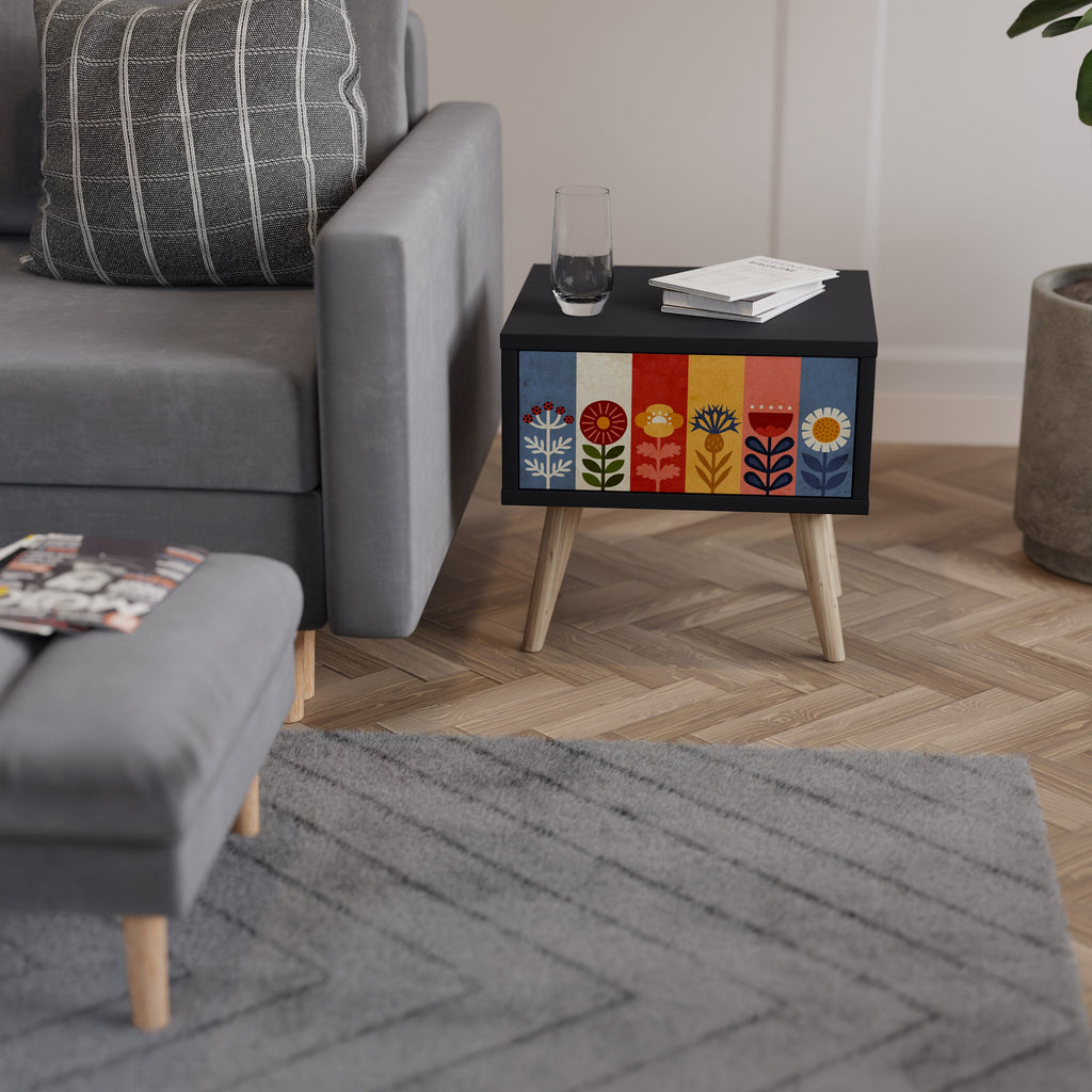SCANDIC FLOWERET Nattduksbord i svart finish