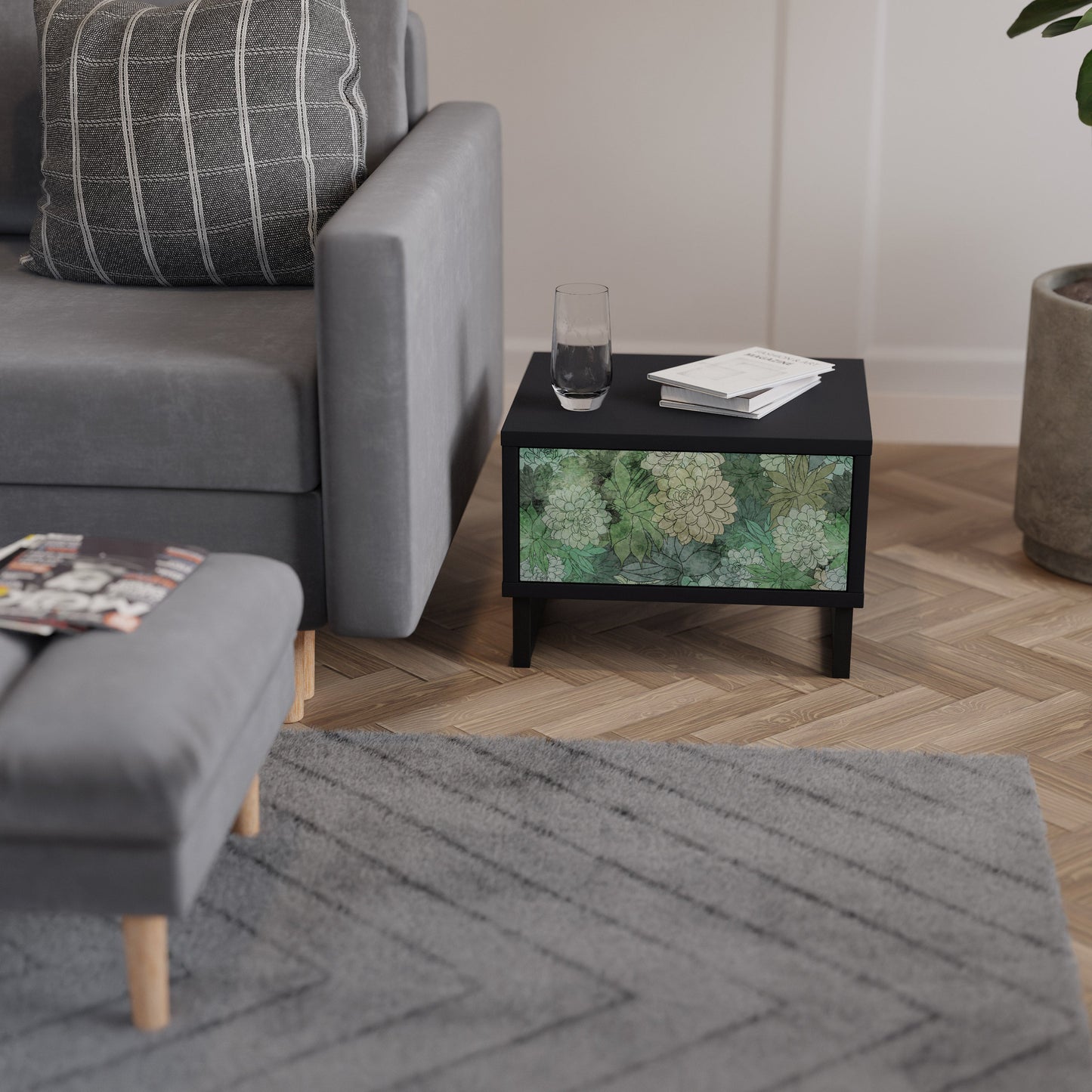 SUCCULENT CLUSTER nattduksbord i svart finish