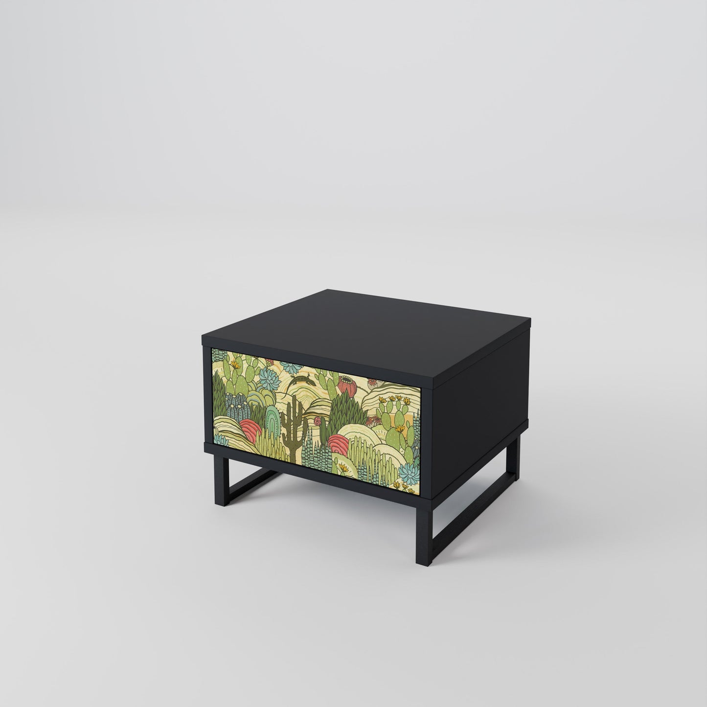 Nattduksbord med SUCCULENTS KALEIDOSCOP i svart finish