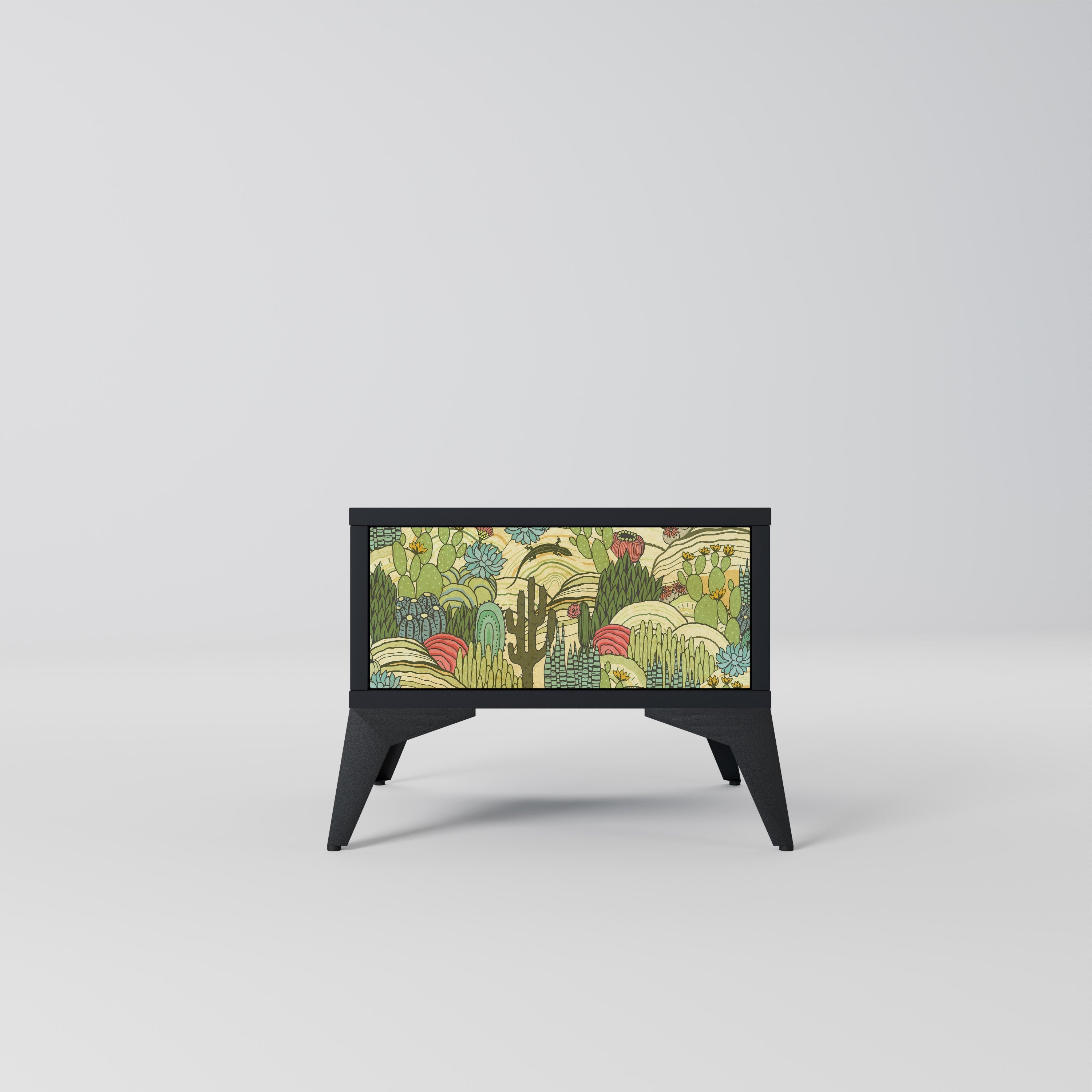 Nattduksbord med SUCCULENTS KALEIDOSCOP i svart finish