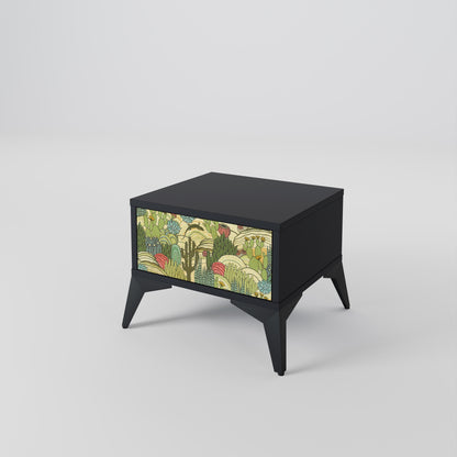 Nattduksbord med SUCCULENTS KALEIDOSCOP i svart finish