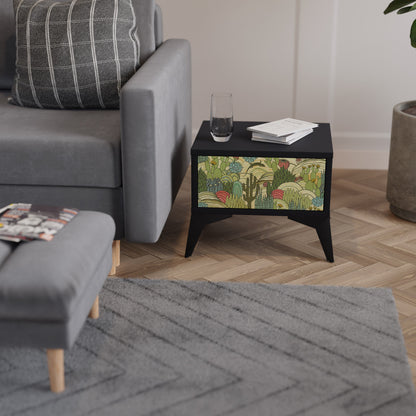 Nattduksbord med SUCCULENTS KALEIDOSCOP i svart finish