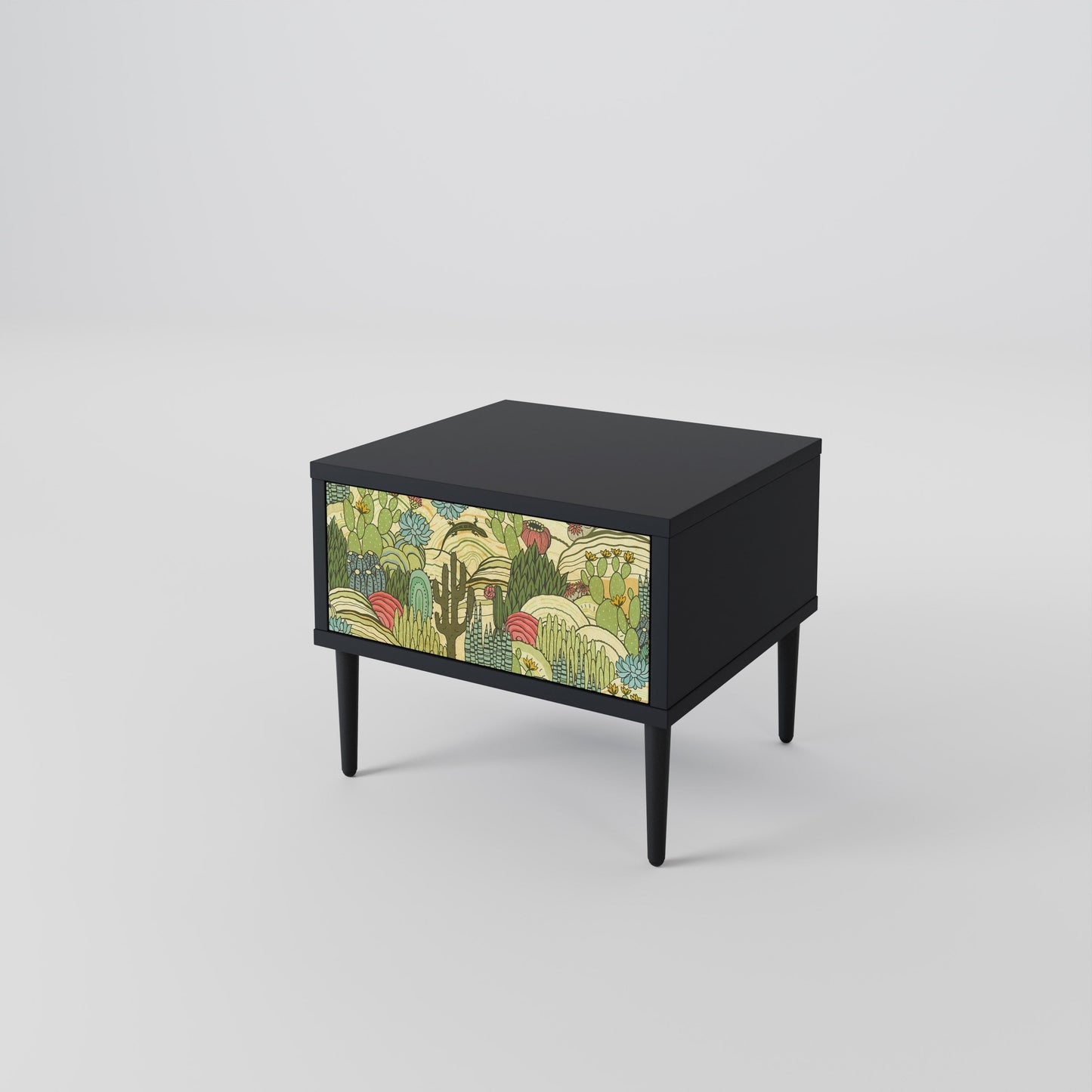 Nattduksbord med SUCCULENTS KALEIDOSCOP i svart finish