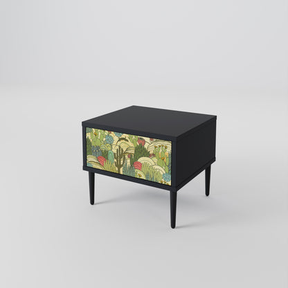 Nattduksbord med SUCCULENTS KALEIDOSCOP i svart finish