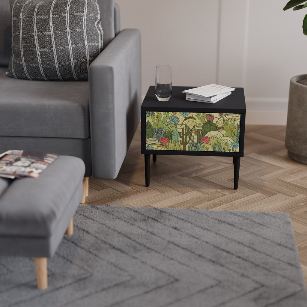 Nattduksbord med SUCCULENTS KALEIDOSCOP i svart finish