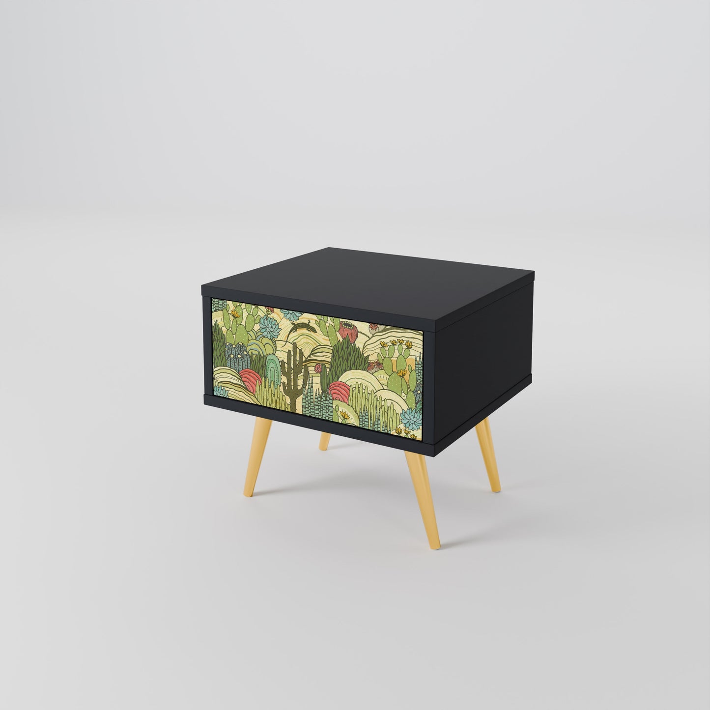 Nattduksbord med SUCCULENTS KALEIDOSCOP i svart finish