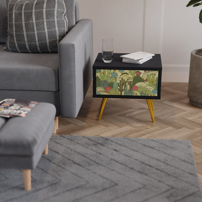 Nattduksbord med SUCCULENTS KALEIDOSCOP i svart finish