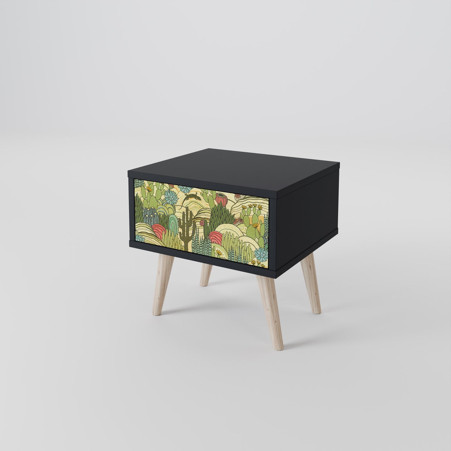 Nattduksbord med SUCCULENTS KALEIDOSCOP i svart finish