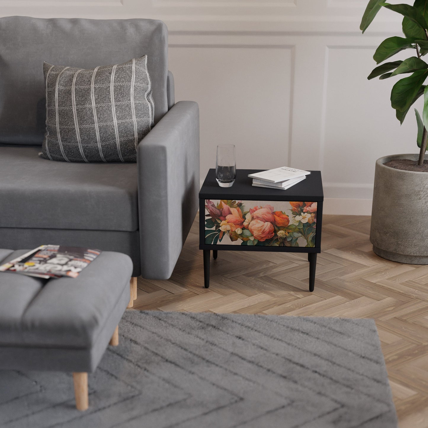 STYLISH BEAUTY Nattduksbord i svart finish