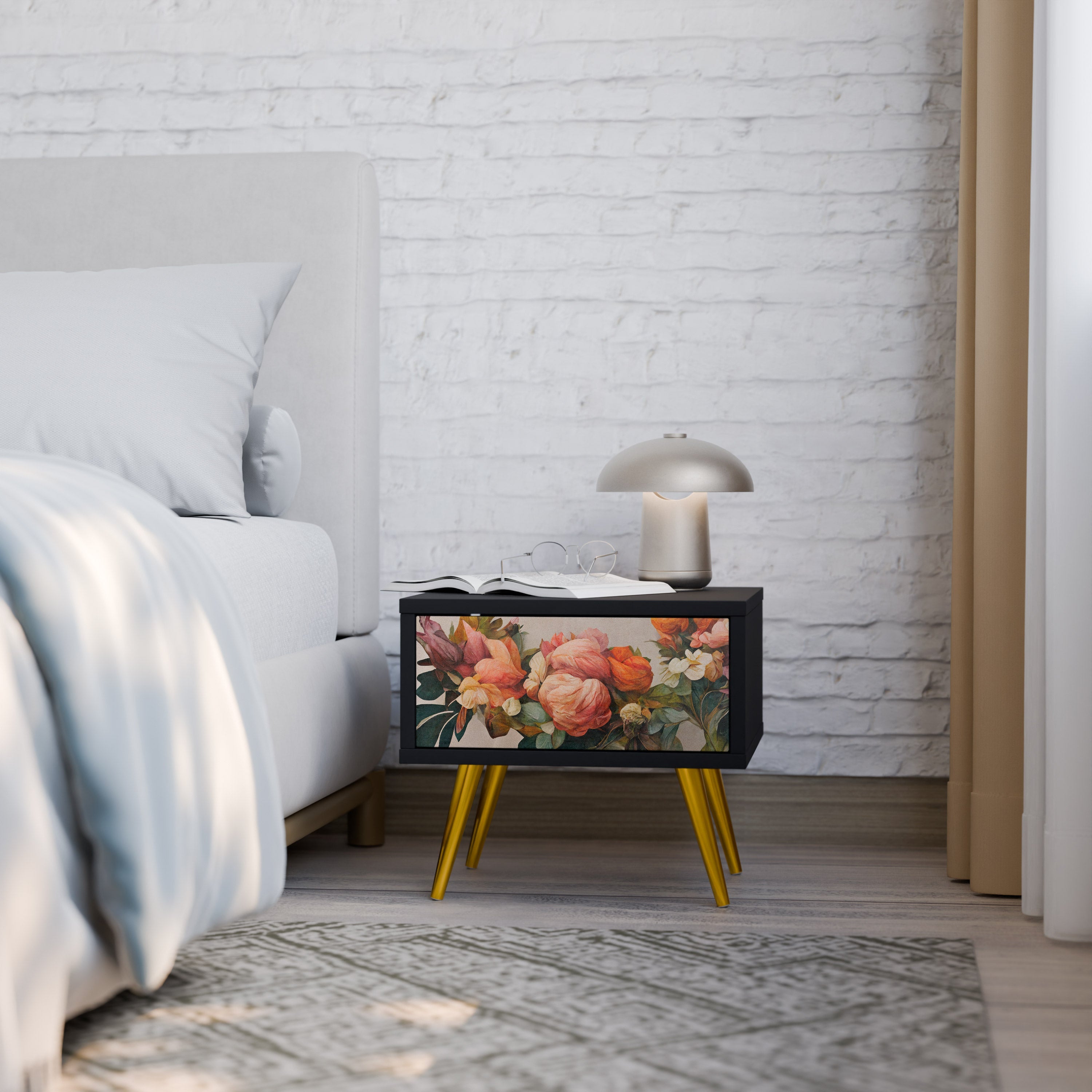STYLISH BEAUTY Nattduksbord i svart finish