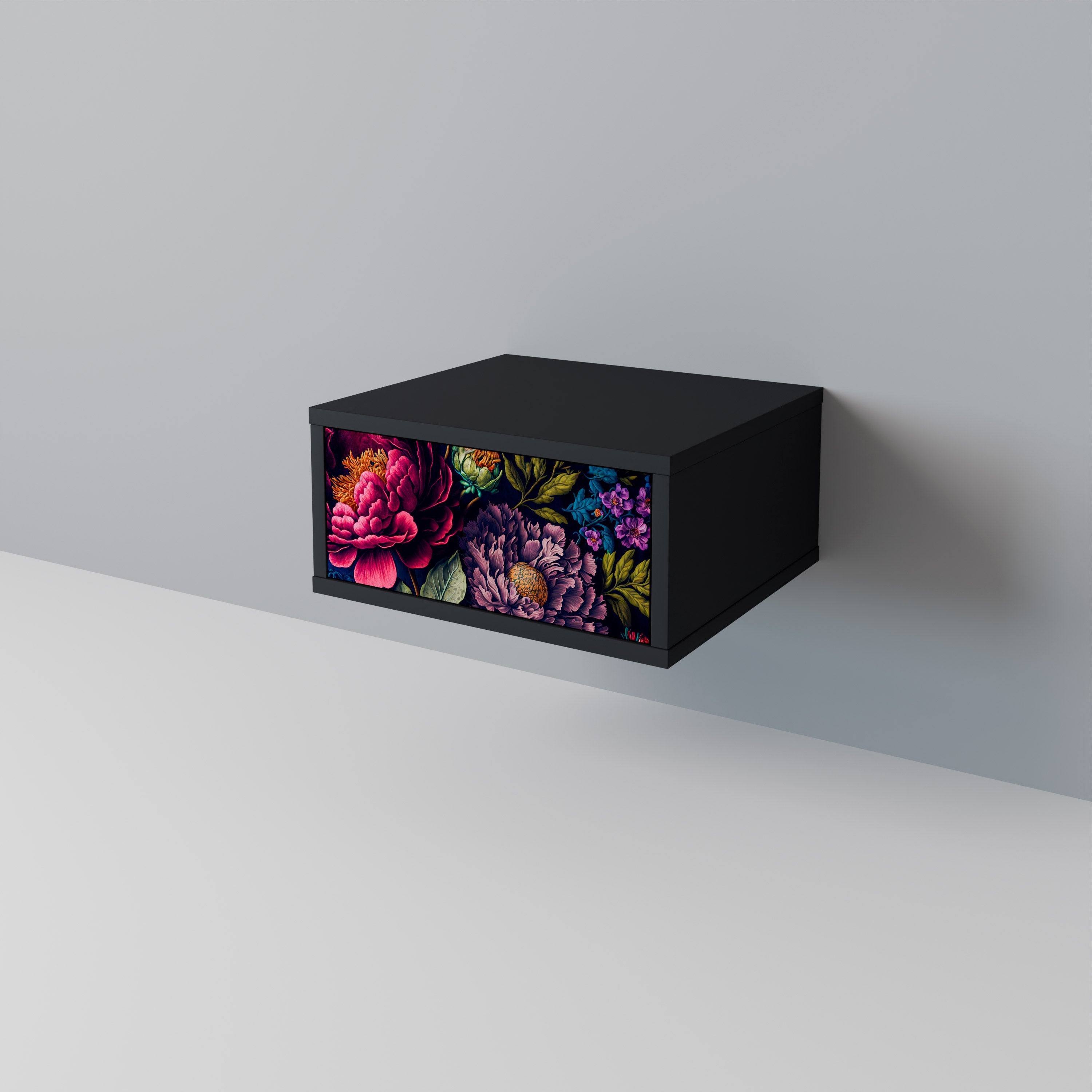 BLOOMING ELEGANCE Nattduksbord i svart finish